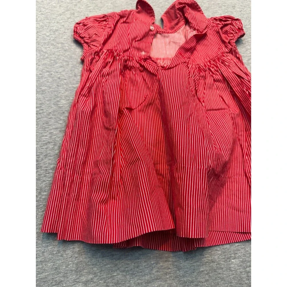 Vintage 80s Clicastro & Co Red Pinstripe Baby Dress Bloomers Set 12-18M USA